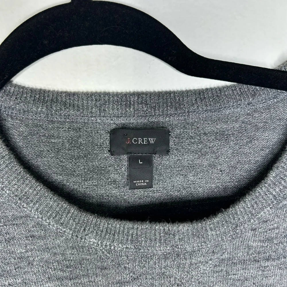 J.Crew Men's Cotton Sweater Large Crew Neck Sweater Gray Melange